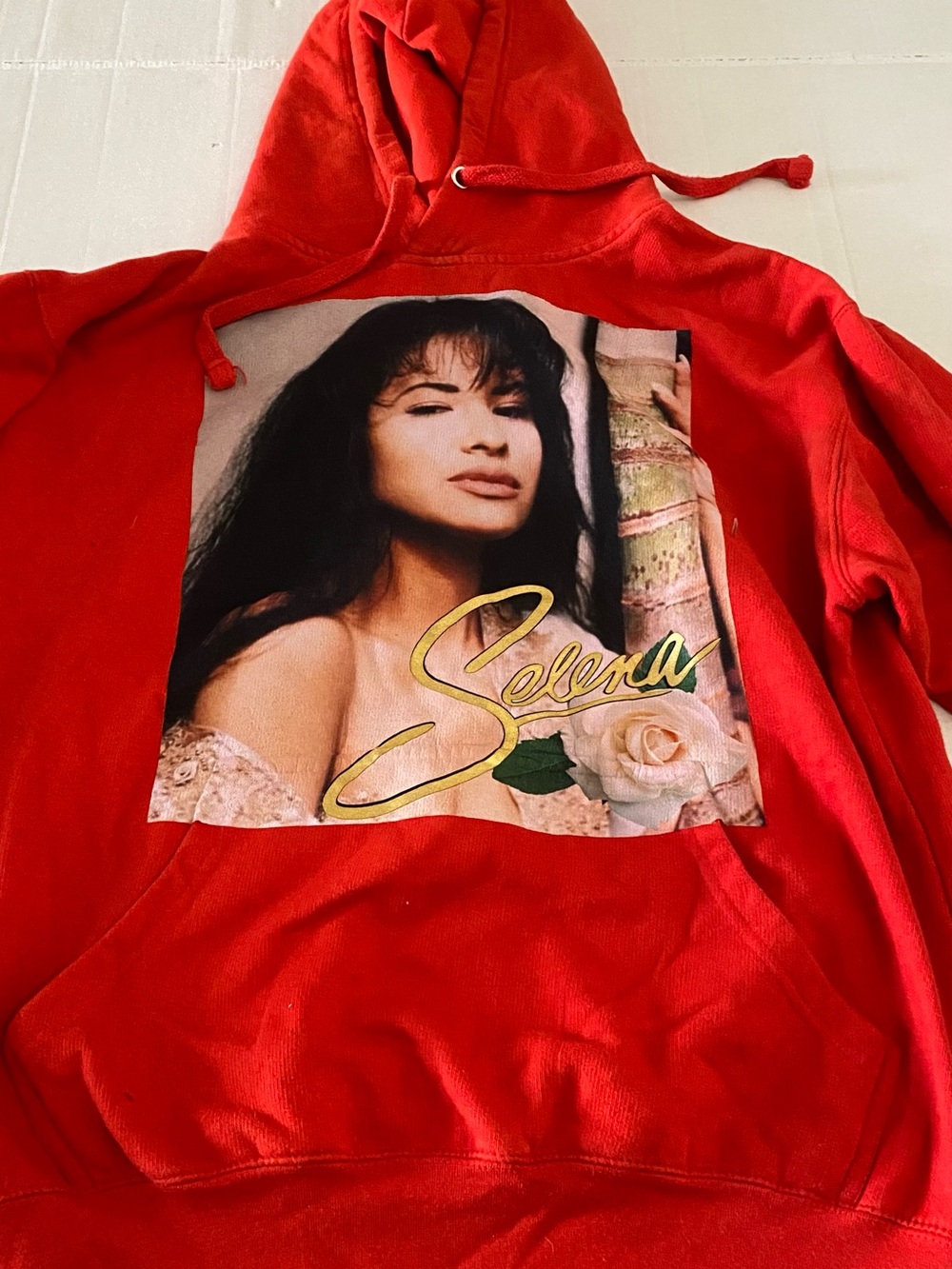 Selena Graphic Red Hoodie Sweatshirt - Women's Top Medium